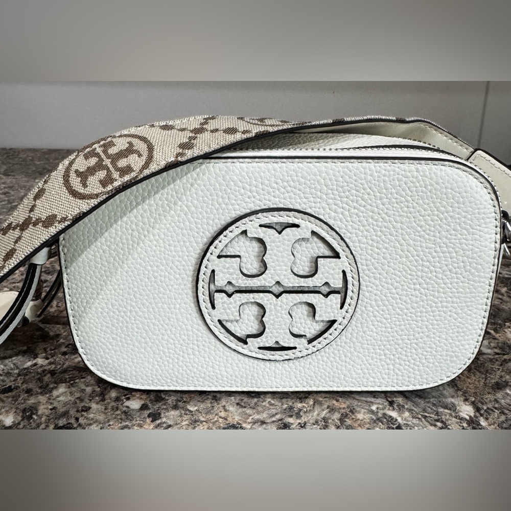 TORY BURCH Mini Miller Ivory White Leather Crossbody Bag